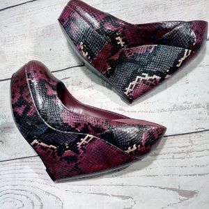 Aldo Purple Animal Print Platform 7.5 Leather